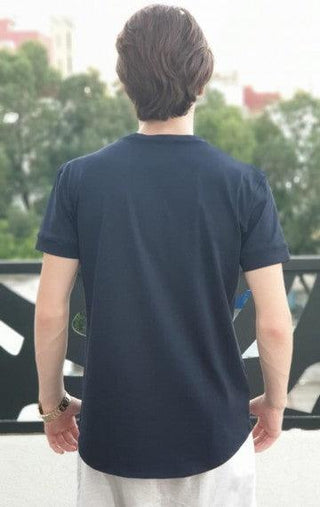 Langes T-Shirt von Al-Mirats in Marineblau
