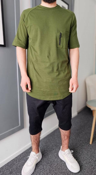 Langes T-Shirt 'Technical' Grün von Qawy
