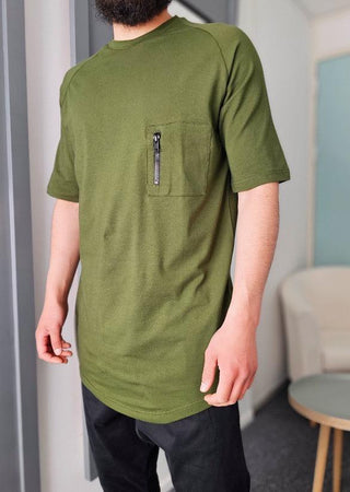 Langes T-Shirt 'Technical' Grün von Qawy