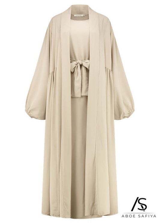 Abaya 'Deluxe Medina Silk' Beige