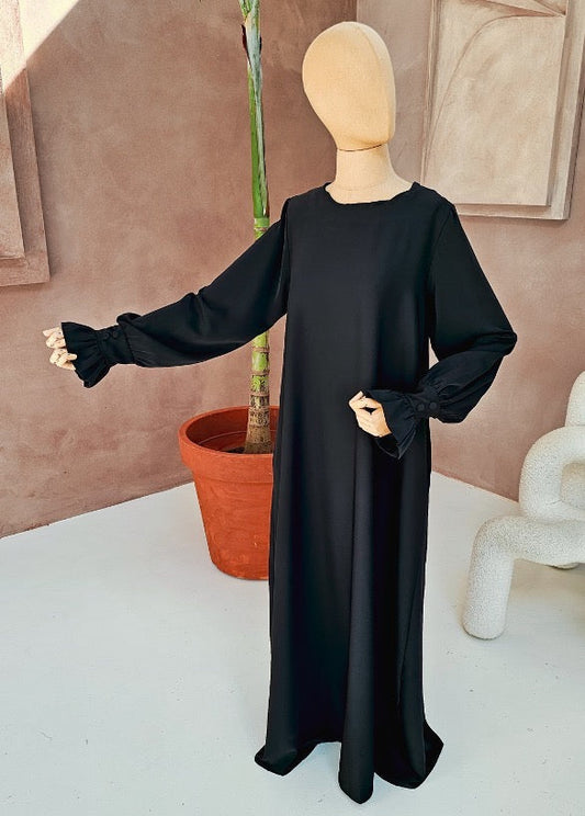 Abaya 'Inaya' Schwarz - Knopf