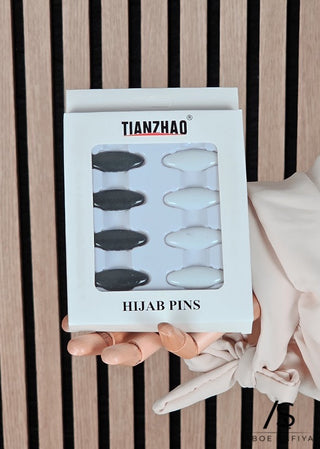 Hijab Pins Schwarz/Weiß - 8 Stück