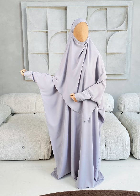 Khimar-Set 'Dunya' Himmelgrau - Medina-Seide