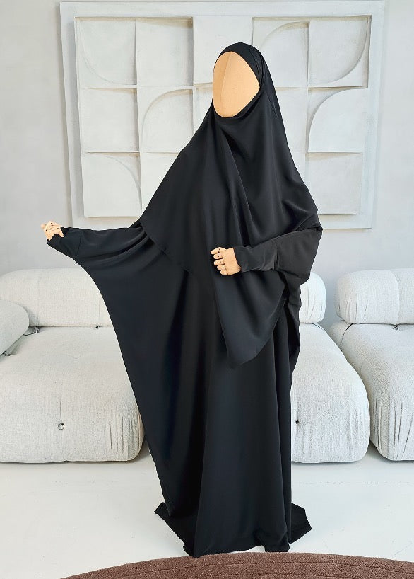 Khimar-Set 'Dunya' Schwarz - Medina-Seide