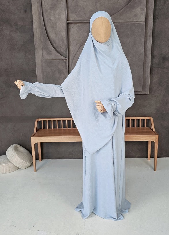 Khimar-Set 'Farah' Himmelgrau - Knopf