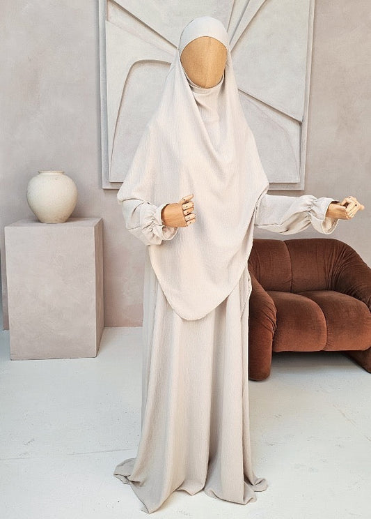 Khimar Set 'Safae' Créme - Puffärmel