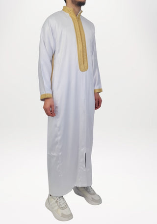 Marokkanischer Kaftan 'Meknes' Weiß/Gold von Rafiq