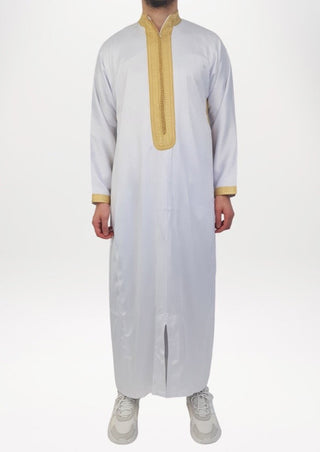 Marokkanischer Kaftan 'Meknes' Weiß/Gold von Rafiq