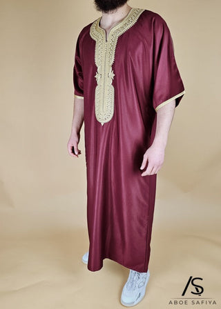 Marokkanische Kandora 'Luxury' Bordeaux/Gold von Rafiq