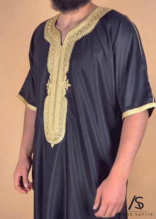 Marokkanische Kandora 'Luxury' Schwarz/Gold von Rafiq